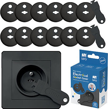 Sipo Ochrana zásuviek 12 ks a 2 kľúče čierna