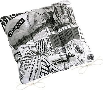 BELLATEX Vankúš na sedenie EMA 41/566 prešívaný 40 × 40 cm Noviny čierno-biely