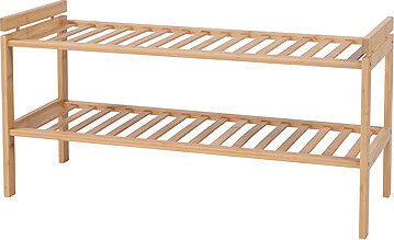 Skrinka na topánky B011, 2 police, masív bambus, prírodný odtieň