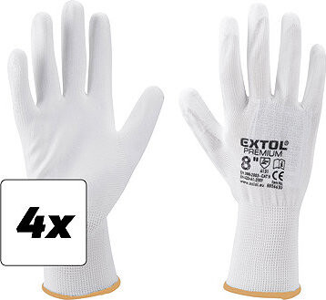 EXTOL PREMIUM Rukavice z polyesteru polomáčané v PU, biele, veľkosť 8