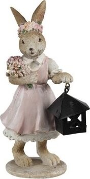 Clayre & Eef Veľkonočná dekorácia – Zajačica s lampášom