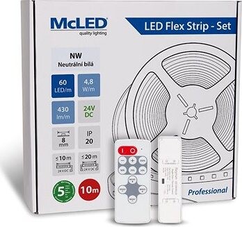 McLED Sada LED pásik 10 m s ovládačom, NW, 4,8 W/m