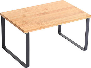 MSV Volně stojící polička Elie, do kuchyně, černá, ocel, bambus