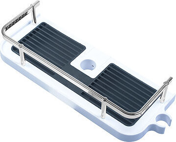 WERKZEYT Polička na sprchovú tyč vrátane zábradlia, biela/chróm