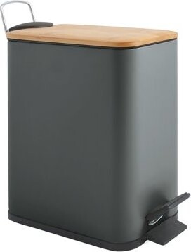 Spirella pedálový odpadkový kôš Erik, tmavosivý, oceľ, bambusové veko, 5 l