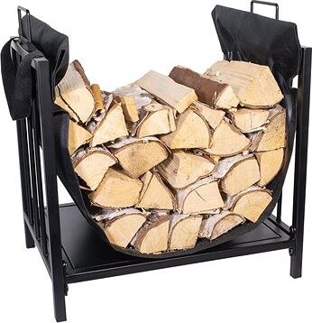 HomeLife Stojan na krbové drevo s nosičom LOKI, 43 × 45,7 × 30 cm