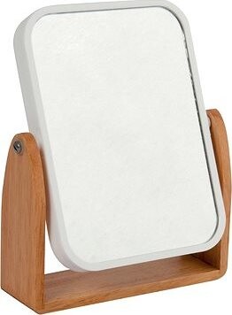 MSV kozmetické zväčšovacie zrkadlo Oslo, biele, plast, drevený stojan