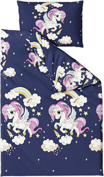 TEXTILOMANIE Bavlnené obliečky UNICORN modré 2 ks 70 × 90 cm/200 × 220 cm