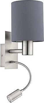 Eglo 96479 – LED Nástenné svietidlo PASTERI 1× E27/40 W + LED/3,5 W Sivé