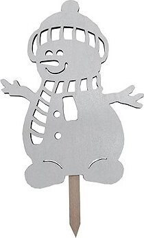 GOBA Vianočná dekorácia – drevený zápich, snehuliak biely, 71 cm