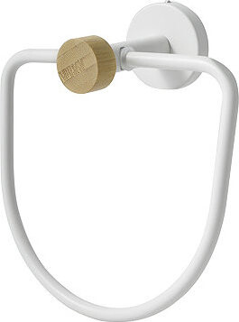 MSV nástenný polkruhový držiak na uteráky IANA, biely, oceľ, bambus