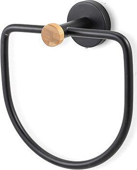 MSV nástenný polkruhový držiak na uteráky IANA, čierny, oceľ, bambus