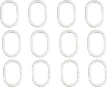 Spirella sada 12 ks krúžkov na sprchové závesy C-MINNOR, biela, polypropylén