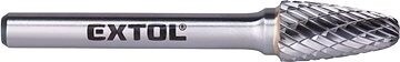 EXTOL INDUSTRIAL fréza karbidová, okrúhly oblúk, pr. 10 × 20 mm/stopka 6 mm, sek stredný (double-cut), 8703754