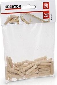KREATOR Stolárske kolíky 6 × 30 mm (50 ks) KRT110101