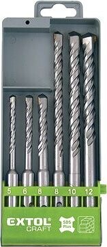 EXTOL CRAFT vrtáky SDS PLUS príklepové do betónu, sada 6 ks, priemer 5 – 12 mm, SK, 23901