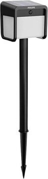 Philips Ezra solárny LED stĺpik so senzorom 1,8 W, 250/25 lm, 3000 K, IP44, hranatý, čierny