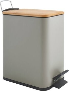 Spirella pedálový odpadkový kôš Erik, sivohnedý, oceľ, bambusové veko, 5 l