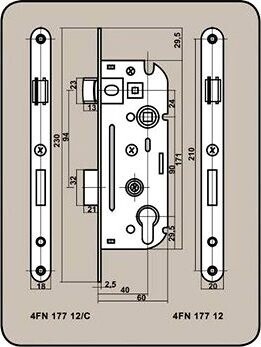 Zámok stavebný 6090/40 V, ľavý