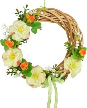 DOMMIO Prútený venček so žltou kaméliou