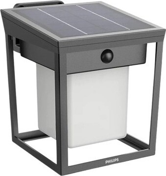 Philips Blaise solárne LED svietidlo so senzorom 1,5 W, 250/20 lm, 3000 K, IP44, hranaté, antracit
