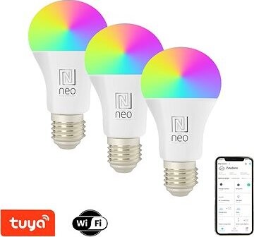 IMMAX NEO LITE E27 9 W RGB+CCT, farebná a biela, WiFi – balenie 3 ks