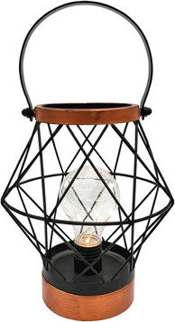 Solight Kovový lampáš so žiarovkou micro LED, teplá biela, 3× AA, 20 cm