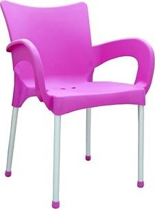 MEGA PLAST Stolička záhradná SMART plast, AL nohy, ružová