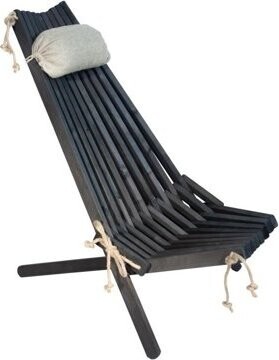 EcoFurn Lilli Dřevěné zahradní skládací křeslo s polštářem, olše, černý olej