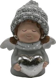 GOBA Vianočná dekorácia – keramický anjel, bucľatý, 19 cm