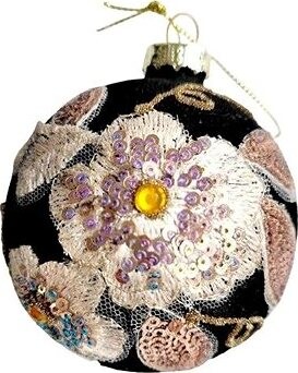 COLMORE BY DIGA Zamatová guľa s výšivkou, priemer 8 cm