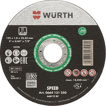 WÜRTH Rezný kotúč Speed Plus 125 × 22,2 × 1 mm