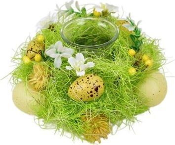 DOMMIO Jarný svietnik s vajíčkami a dekoráciou priemer 17 cm