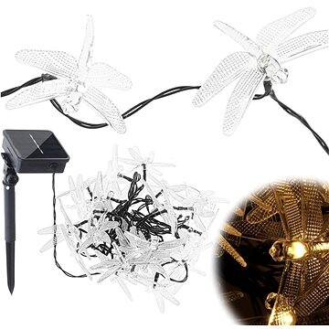 MG Dragonflies solárna reťaz 30 LED 6,5 m, teplá biela