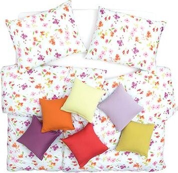 SCANquilt obliečky JERSEY kvety, prúžok ružovotyrkysová 140 × 200/70 × 90 cm