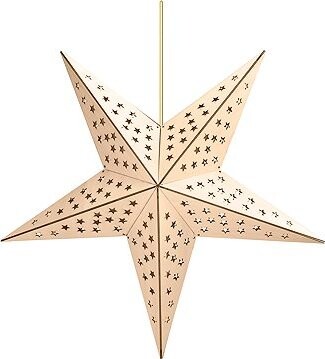 Solight LED drevená vianočná hviezda, závesná, časovač, 20× LED, 65 cm