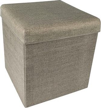 HomeLife Skladací taburet s úložným priestorom 37 × 37 cm, béžový