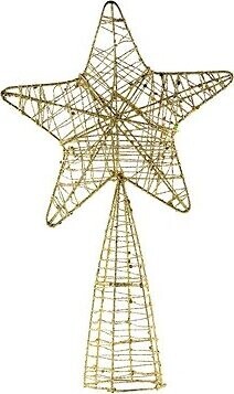 Decoled Vianočná dekorácia – hviezda na špičku stromu, zlatá, 18 × 30 cm