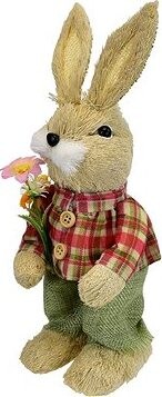 DOMMIO Veľkonočná dekorácia – Zajačik v kockovanom kabátiku, 29 × 11 cm