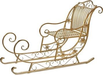 LAALU Vianočná dekorácia – sánky, zlaté, maxi, 149 cm