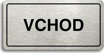Accept Piktogram „VCHOD“ (160 × 80 mm) (strieborná tabuľka – čierna tlač)