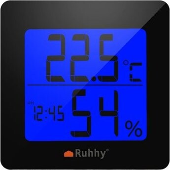 Ruhhy 19161 Digitálny teplomer s vlhkomerom čiernobiely
