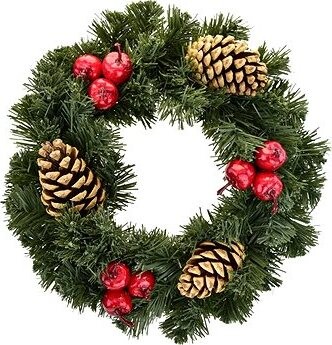 DOMMIO Vianočný veniec – zelený s jabĺčkami, 30 cm