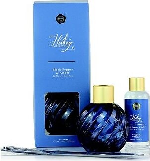 Ashleigh & Burwood Darčeková súprava sklenená BLUE s náplňou BLACK PEPPER & AMBER 150 ml