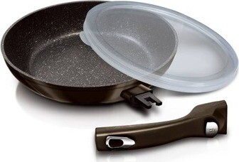 BerlingerHaus Shiny Black Edition Pánev s odnímatelnou rukojetí a mramorovým povrchem 24 cm