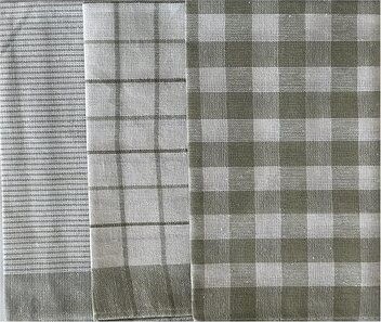 Kaptan Súprava kuchynských utierok multidizajn 3 ks, olivová