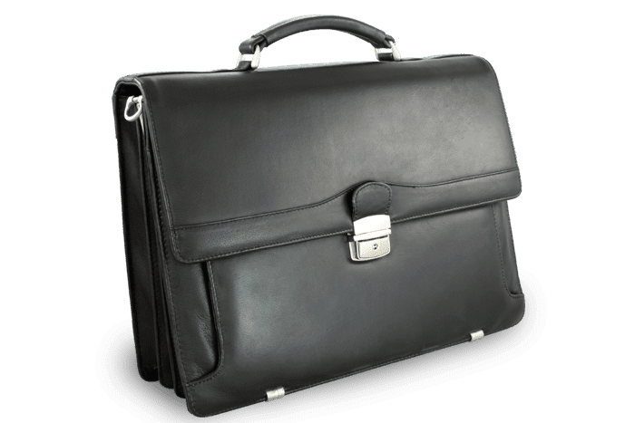 Čierna kožená aktovka so štyrmi vnútornými priehradkami 112-6002-60