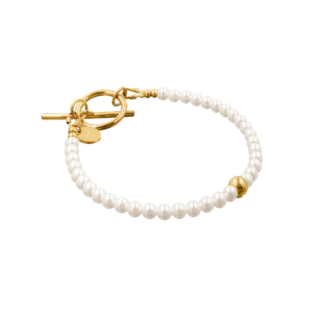 Náramok z perál typu shell s guľôčkou v zlatej alebo striebornej farbe 19443