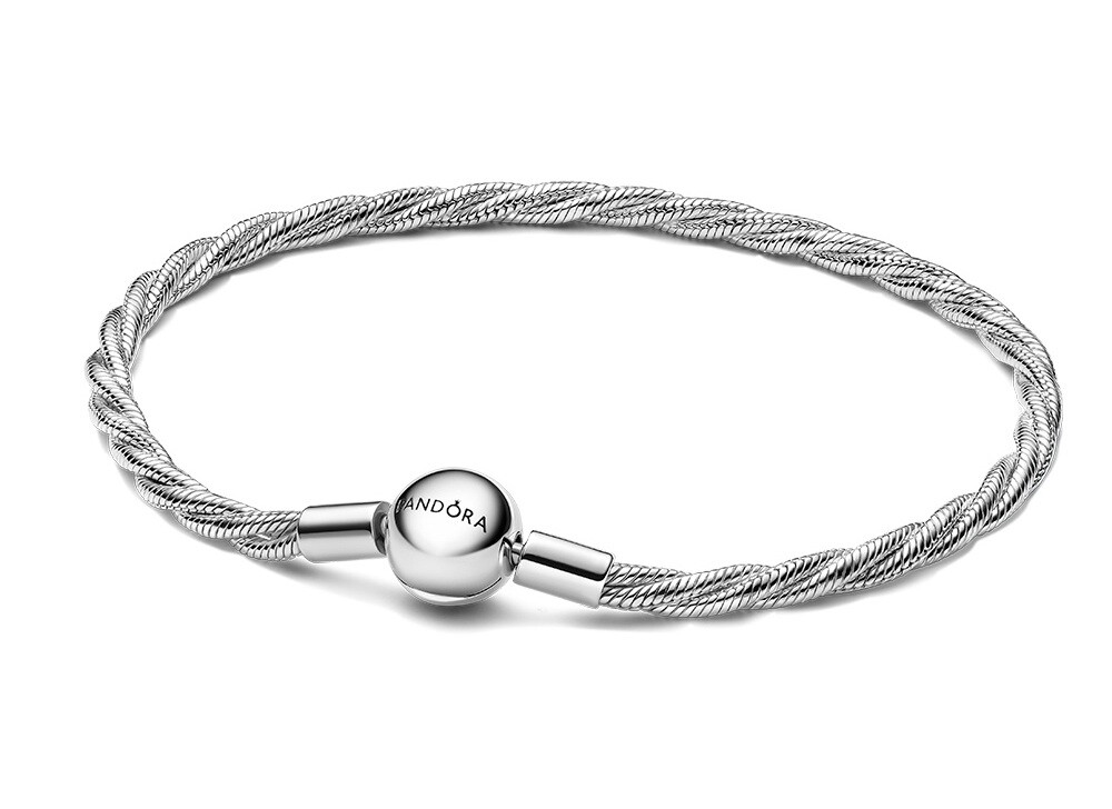 Pandora Strieborný prepletený náramok na prívesky Moments 593757C00 19 cm