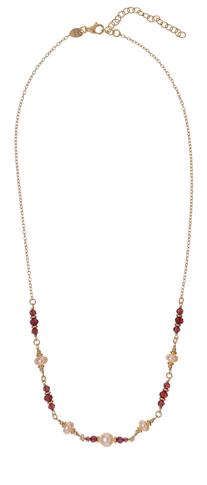 Alisia Krásny pozlátený náhrdelník s pravými perlami a granátmi AL5179.01.029